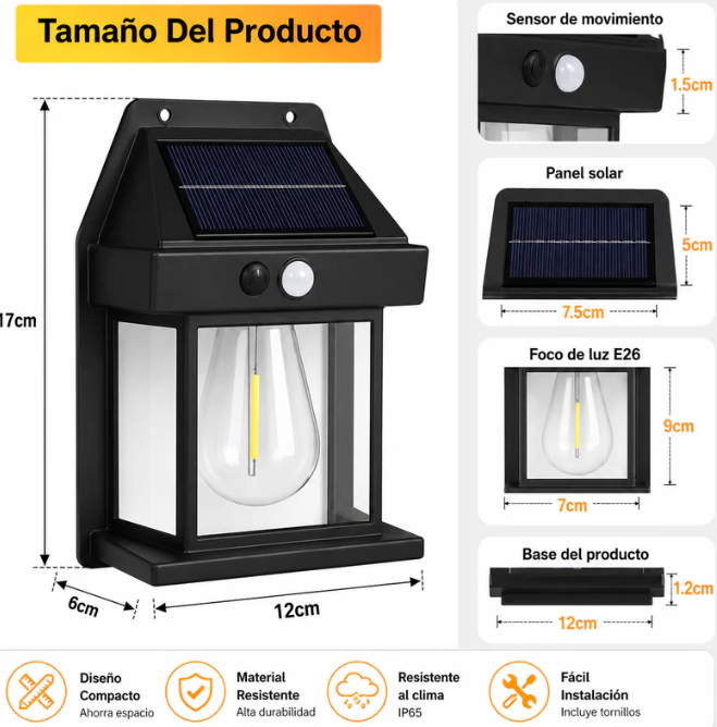 LUMIX HOME™ - Foco Solar con Sensor de Movimiento